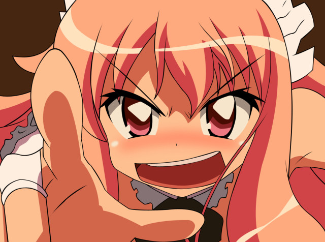 Pink hair maid anime blush free wallpaper for desktop - medium preview image