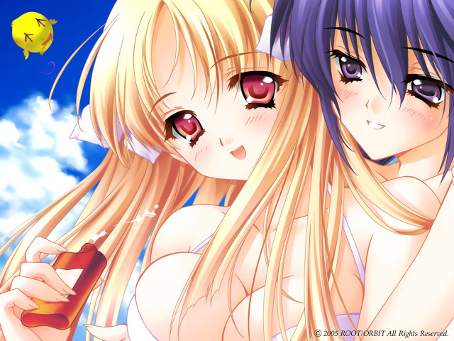 Blonde girls bikini sky cloud free wallpaper for desktop - medium preview image