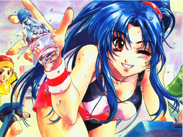 Blue hair girl soda bottle #2 free wallpaper for desktop - medium preview image