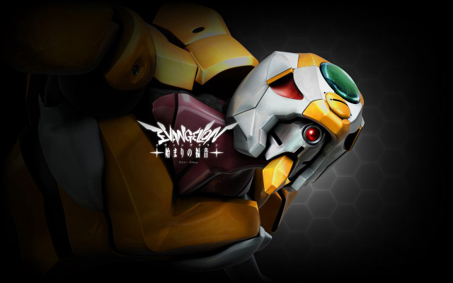 Yellow white robot red eyes free wallpaper for desktop - medium preview image