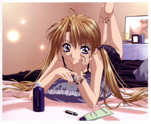 Girl barefoot anime bed hair free wallpaper for desktop - medium preview image