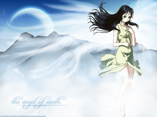 Woman yellow dress flying moonlight free wallpaper for desktop - medium preview image