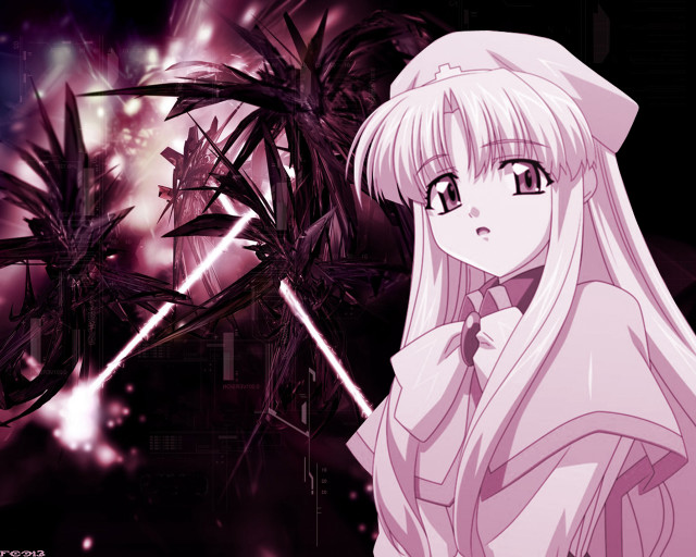 Long white hair pink dress free wallpaper for desktop - medium preview image