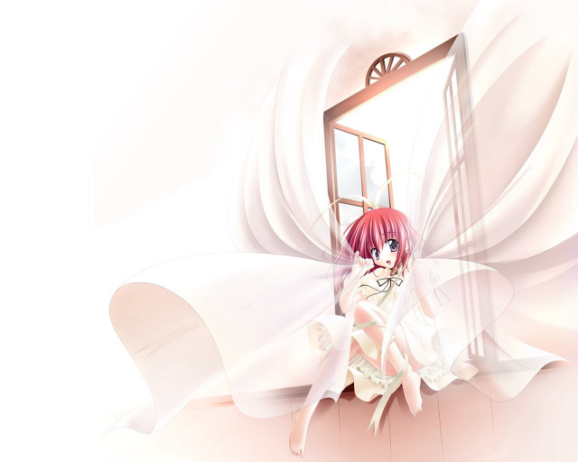 Woman redhair weddingdress anime veil free wallpaper for desktop - medium preview image