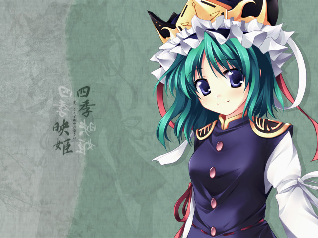 Anime girl green hair cat free wallpaper for desktop - medium preview image