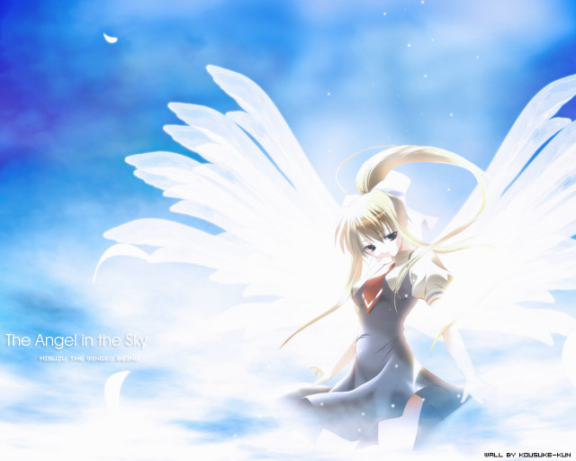 Angel wings girl cloud blue free wallpaper for desktop - medium preview image