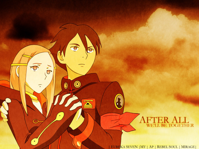 Anime couple cloudy sky dusk free wallpaper for desktop - medium preview image