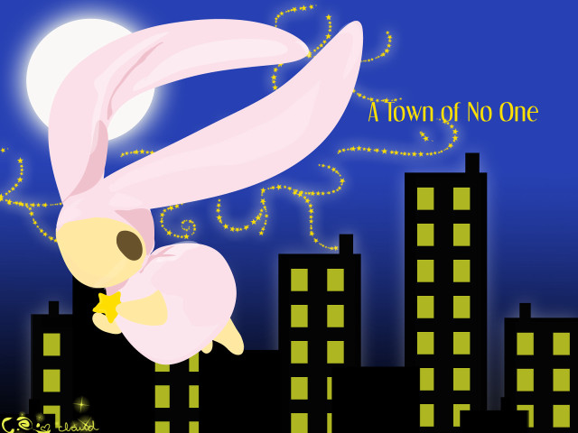 Bunny flying city night moon free wallpaper for desktop - medium preview image