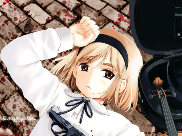 Girl hat gun blood suitcase free wallpaper for desktop - medium preview image
