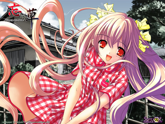 Girl longhair pinkdress wind sōsaku free wallpaper for desktop - medium preview image