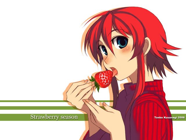 Red hair girl eating strawberry #2 free wallpaper for desktop - medium preview image
