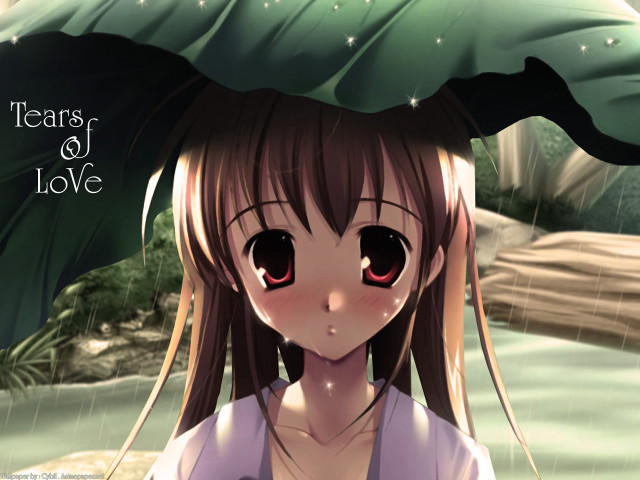 Girl green umbrella tears love #2 free wallpaper for desktop - medium preview image