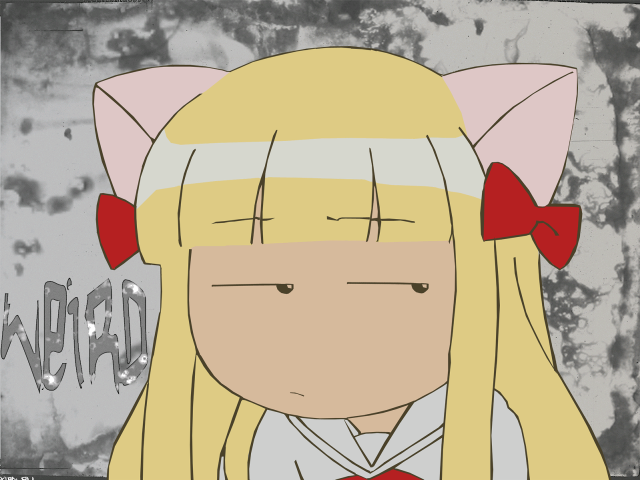 Cartoon girl blonde red bow free wallpaper for desktop - medium preview image