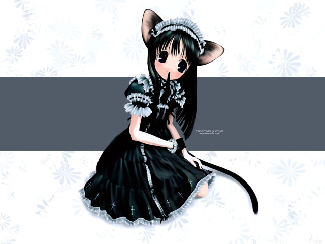 Gothic anime catgirl lolita snowflake free wallpaper for desktop - medium preview image