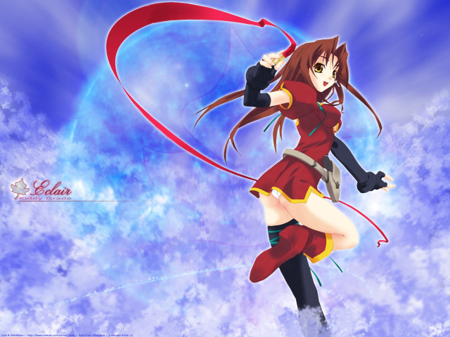 Anime girl red bow tail free wallpaper for desktop - medium preview image