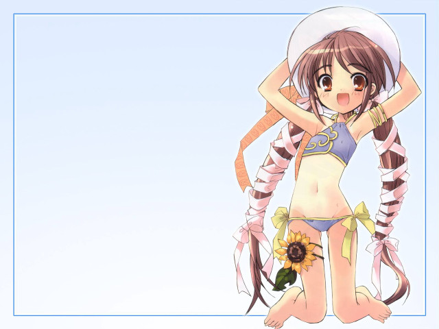 Alice girl bikini hat flower free wallpaper for desktop - medium preview image