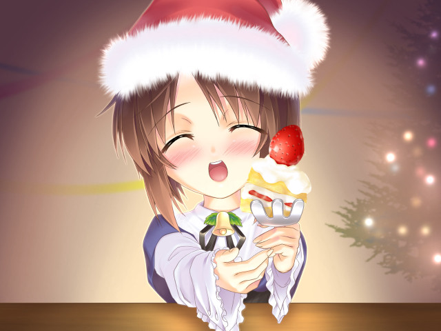 Girl santa hat cupcake christmas free wallpaper for desktop - medium preview image
