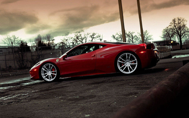 Red sports car parked street #3 free wallpaper for desktop - medium preview image