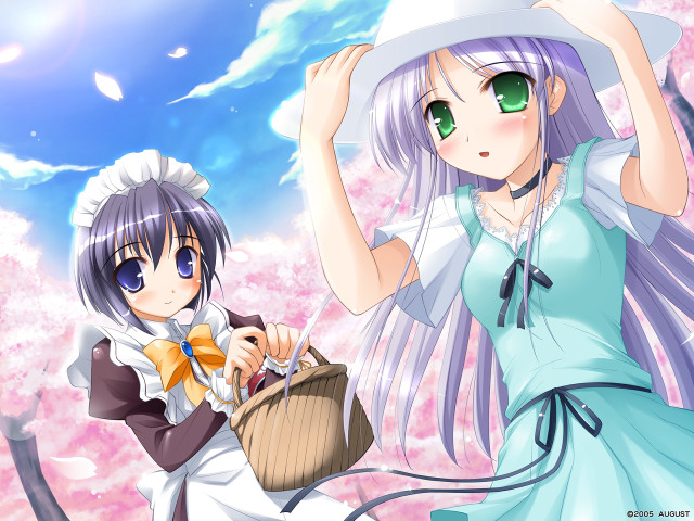 Anime flowers basket sky hanami free wallpaper for desktop - medium preview image