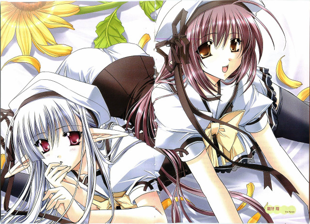 Anime girls flower sunflower school free wallpaper for desktop - medium preview image