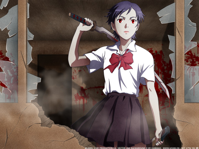 Girl blood knife wall yandere free wallpaper for desktop - medium preview image
