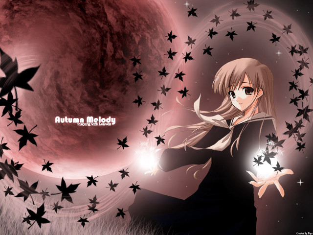 Girl glowing ball red moon free wallpaper for desktop - medium preview image