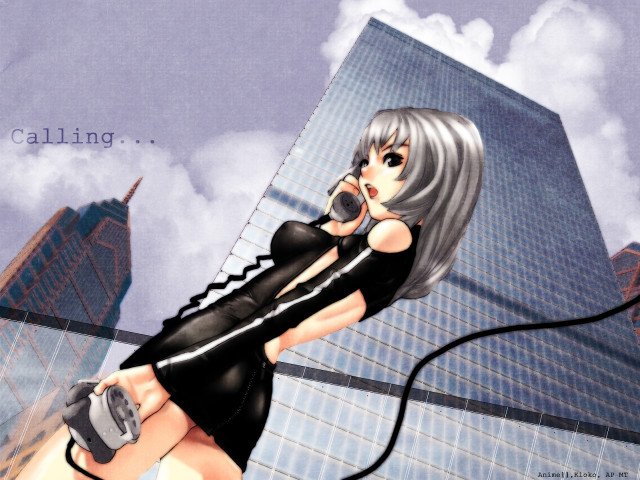 Woman cyberpunk giantess rooftop cityscape free wallpaper for desktop - medium preview image