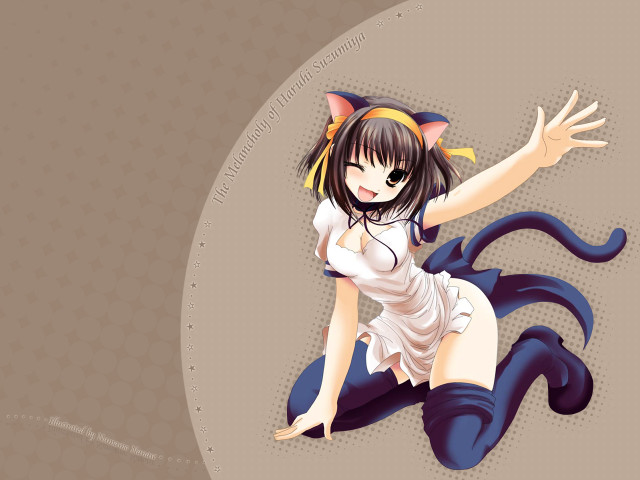 Dancing woman cat ears anime free wallpaper for desktop - medium preview image