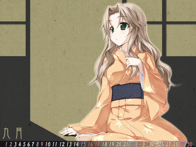Woman kimono table knife clock free wallpaper for desktop - medium preview image