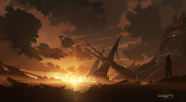 Ship ocean sunset man shore free wallpaper for desktop - medium preview image