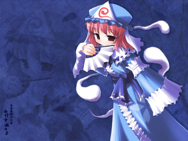 Anime girl blue dress hat free wallpaper for desktop - medium preview image