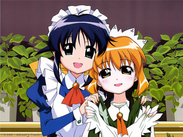 Anime girls tree bushes white free wallpaper for desktop - medium preview image