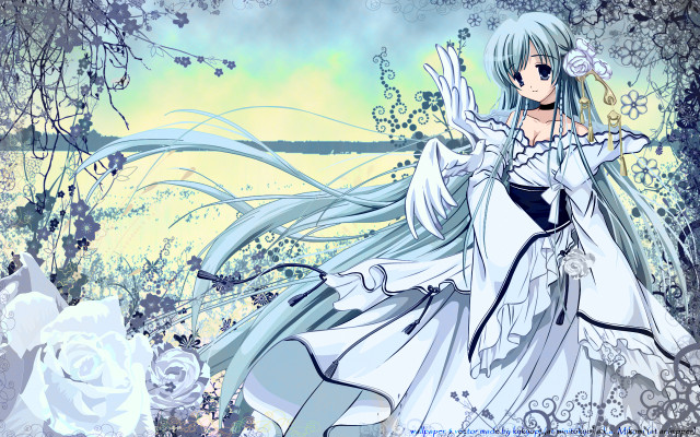 Alice prin white dress blue free wallpaper for desktop - medium preview image