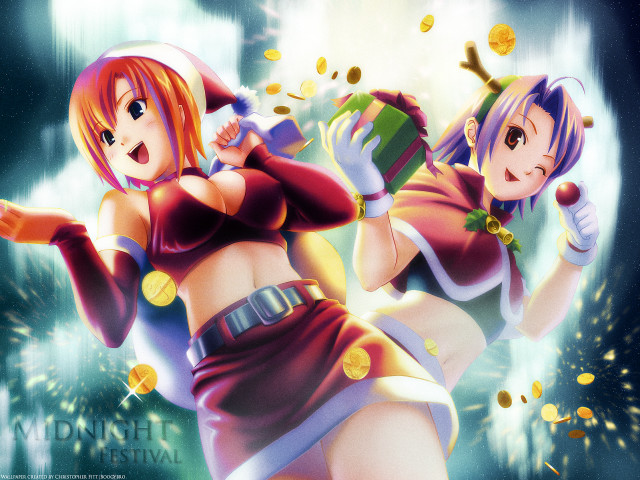 Anime girls christmas dance coins free wallpaper for desktop - medium preview image