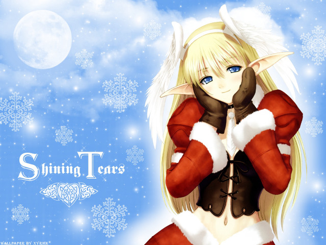 Anime santa reindeer winter snowflake free wallpaper for desktop - medium preview image