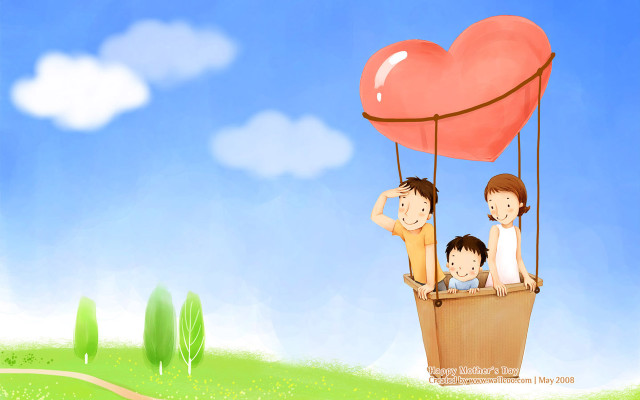 Family hot air balloon heart free wallpaper for desktop - medium preview image