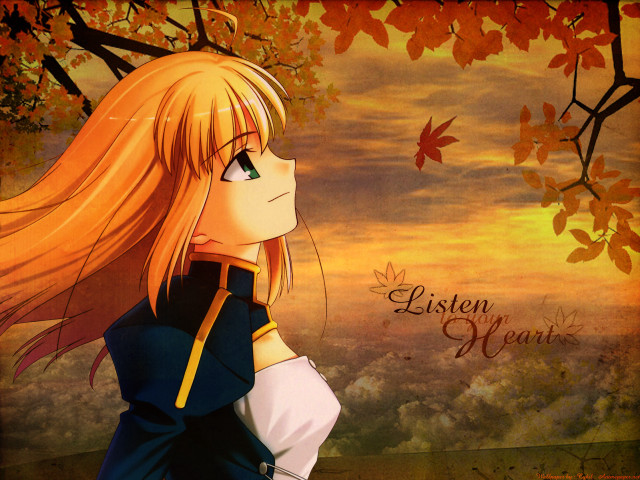 Girl longhair autumn leaves sunset free wallpaper for desktop - medium preview image