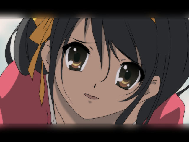 Girl serious browneyes pinkshirt anime free wallpaper for desktop - medium preview image