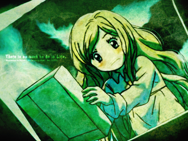 Girl holding book green theme free wallpaper for desktop - medium preview image