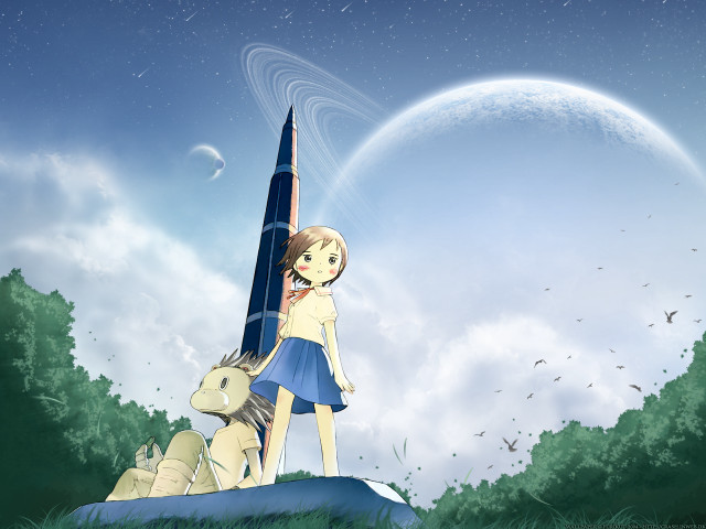 Girl hill astronaut aurora moon free wallpaper for desktop - medium preview image
