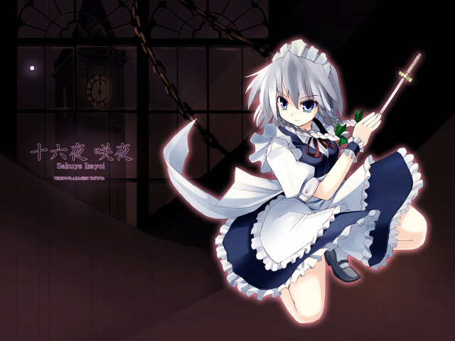 Anime girl sword clock official free wallpaper for desktop - medium preview image