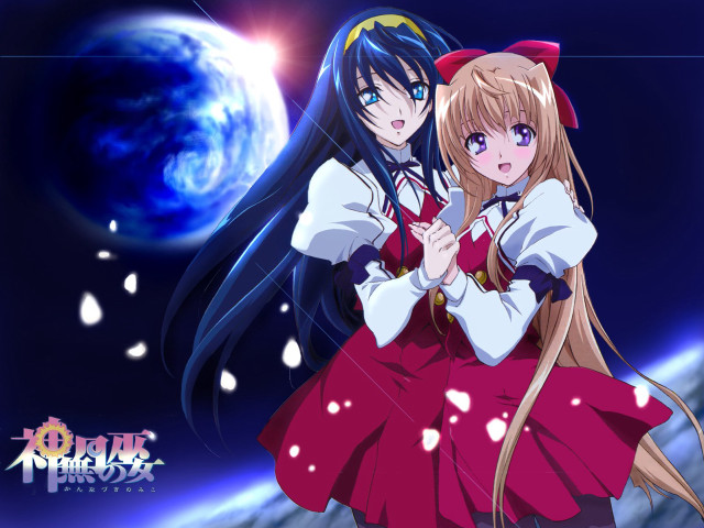 Anime girls blue planet moon #2 free wallpaper for desktop - medium preview image