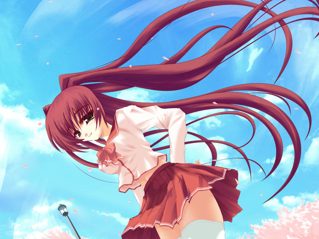 Girl long hair wind cherry free wallpaper for desktop - medium preview image