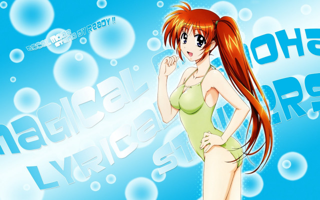 Bubble girl green swimsuit anime free wallpaper for desktop - medium preview image