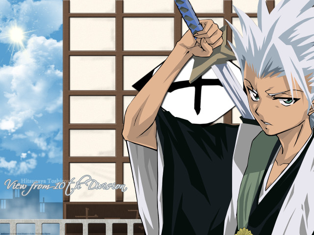 White hair sword man blue free wallpaper for desktop - medium preview image