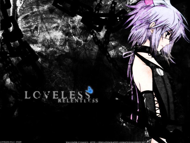 Purple hair gothic anime butterfly free wallpaper for desktop - medium preview image