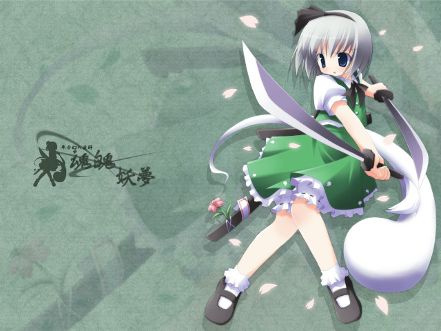 Konpaku youmu white hair sword free wallpaper for desktop - medium preview image