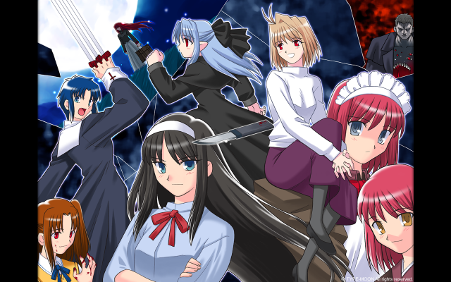 Anime moon girls horse puzzle free wallpaper for desktop - medium preview image