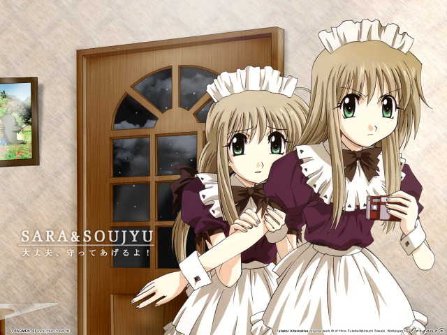 Anime maid girls door window free wallpaper for desktop - medium preview image