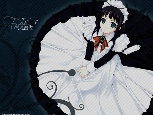 Anime girl white dress gothic free wallpaper for desktop - medium preview image